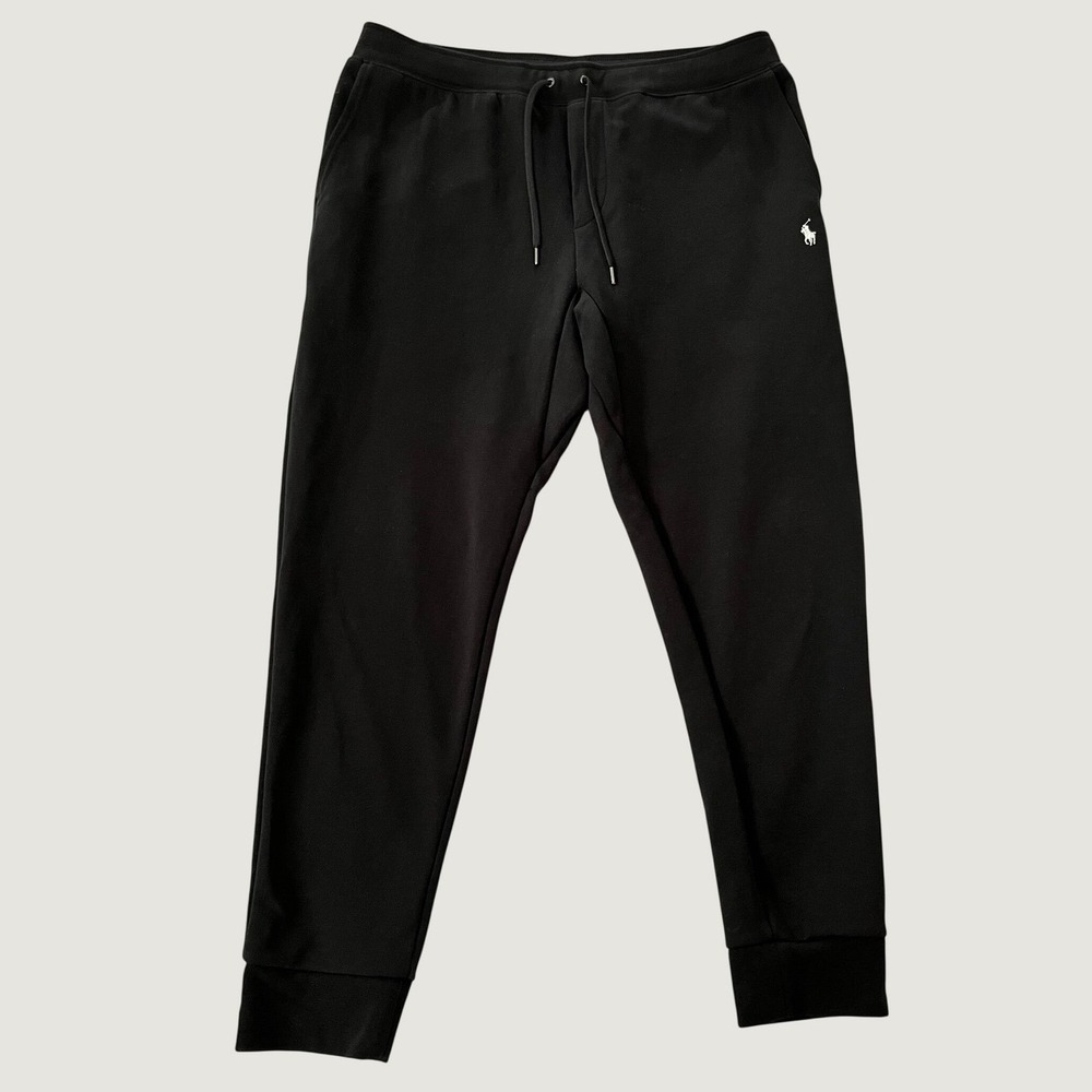 Polo Ralph Lauren Joggers Black Double Knit Tapered Pony Logo XL